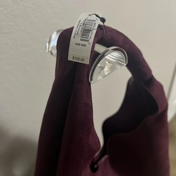 Banana Republic faux suede hobo slouchy tote NWT BURGUNDY LARGE - Picture 4 of 11